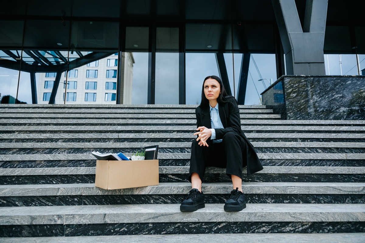 Unemployed And Alone A Woman Sitting On Stairs Wit 2024 10 21 10 34 01 Utc